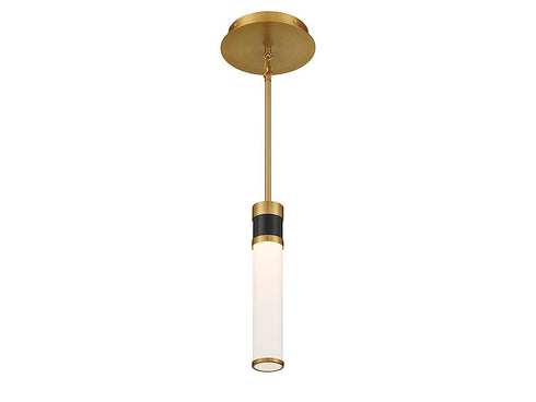Abel LED Mini-Pendant in Matte Black with Warm Brass Accents